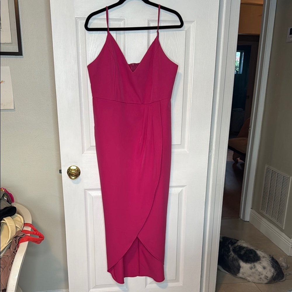 Aigeman Women Spaghetti Straps Sexy Backless Satin Maxi Dress Sz 16-18 Fusha